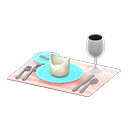 table setting: (Light blue) Aqua / Pink