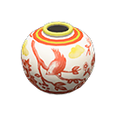 vase de petite taille [Fleurs et oiseaux] (Blanc/Rouge)