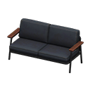 sofá de linóleo y polipiel [Negro] (Negro/Negro)