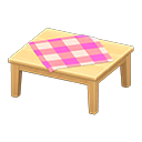 wooden table: (Light wood) Beige / Pink
