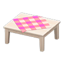 wooden table: (White wood) White / Pink