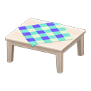 wooden table: (White wood) White / Blue