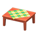 wooden table: (Cherry wood) Orange / Green