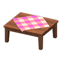 wooden table: (Dark wood) Brown / Pink