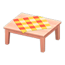wooden table: (Pink wood) Pink / Orange