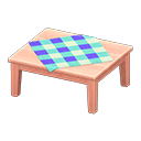 wooden table: (Pink wood) Pink / Blue