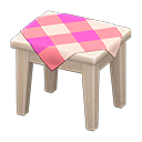 wooden mini table: (White wood) White / Pink