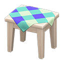 wooden mini table: (White wood) White / Blue