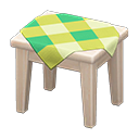 wooden mini table: (White wood) White / Green