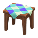 wooden mini table: (Dark wood) Brown / Blue