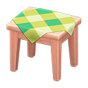 wooden mini table: (Pink wood) Pink / Green