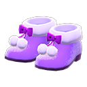 毛球靴 [紫色] (紫色/白色)