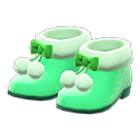 paire de bottes à pompons [Vert] (Vert/Blanc)