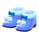 pom-pom boots [Blue] (Blue/White)