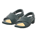 cross-belt sandals [Black] (Black/Black)