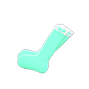 frilly knee-high socks [Mint] (Aqua/White)