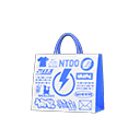 sac papier boutique électro. [Bleu] (Blanc/Bleu)