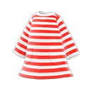 粗橫紋連身裙 [紅色] (紅色/白色)