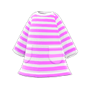 粗横纹连身裙 [粉红] (粉红/白色)