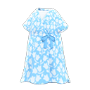 交叉V領綁帶連身裙 [淺藍色] (水藍色/白色)