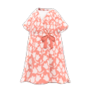 交叉V領綁帶連身裙 [粉紅色] (粉紅色/白色)