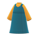 robe à col en cœur [Bleu paon] (Vert/Orange)