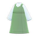 robe à col en cœur [Vert mousse] (Vert/Blanc)