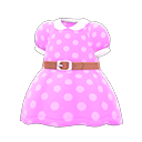 vestido lunares y cinturón [Rosa] (Rosa/Blanco)