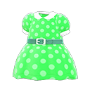 vestido a lunares y cinturón [Verde] (Verde/Blanco)