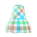 方塊格紋連身裙 [甜美格紋] (綠色/棕色)