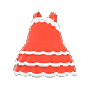 vestido amplio con encaje [Rojo] (Rojo/Blanco)