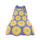 Sonnenblumenkleid [Marineblau] (Blau/Gelb)