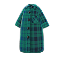長版襯衫連身裙 [綠色] (綠色/藍色)