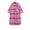 长版衬衫连身裙 [粉红] (粉红/蓝色)