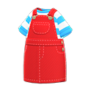 vestido de campo [Rojo] (Rojo/Celeste)