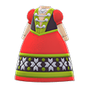 Bunad-Kleid [Rot] (Rot/Grün)