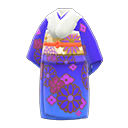 elegante kimono [Indigoblauw] (Blauw/Wit)