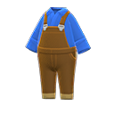 牛仔吊帶褲 [棕色] (棕色/藍色)