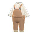 denim overalls [Beige] (Beige/White)