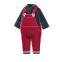 denim overalls [Red] (Red/Black)