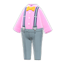 suspender outfit [Pink] (Pink/Gray)