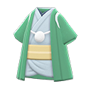 abito mercante periodo Edo [Verde pallido] (Verde/Grigio)