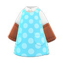 sleeved apron [Blue] (Aqua/Brown)