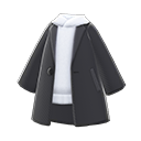 manteau sur sweat capuche [Noir] (Noir/Blanc)