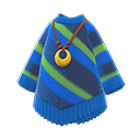 maglione a poncho [Blu] (Blu/Verde)