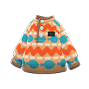 printed fleece sweater [Brown] (Beige/Orange)