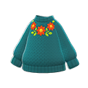 suéter florecitas [Verde] (Verde/Naranja)