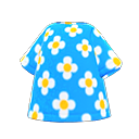 花紋T恤 [藍色] (水藍色/白色)