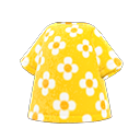 T-⁠shirt met bloemopdruk [Geel] (Geel/Wit)