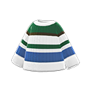 多色粗横纹针织衫 [白色×蓝色×绿色] (白色/蓝色)